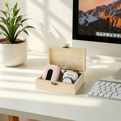 Small Unfinished Wooden Storage Box (Large 5.9 * 3.7 * 2.5 inch) - size: Large 5.9*3.7*2.5 inch