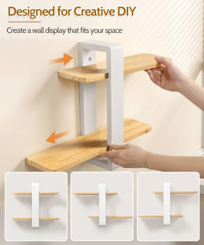 SUMGAR Floating Shelves for Wall White Wood, 2 Tier Adjustable Shelf Unit - color: White&wooden, size: 2 Tier 16in