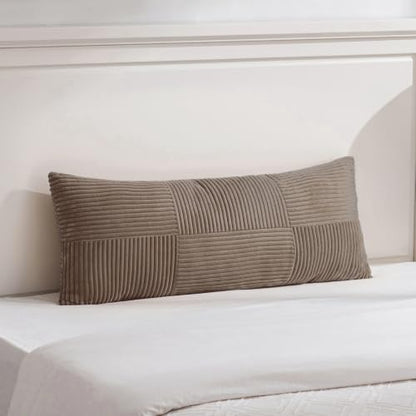 Fancy Homi Set of 2 Light Brown Striped 14x36 Inch Throw Pillow Covers - color: Light Brown, size: 36" x 14" (Pack of 2)