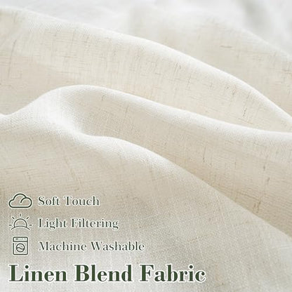 DriftAway Semi Sheer Scalloped Edge Linen Coastal Beach Window Curtains for Living Room Bedroom 2 Panels Rod Pocket Each Size 52 Inch by 84 Inch Loden Green - color: Linen Loden Green, size: 52"W x 84"L (Pack of 2)