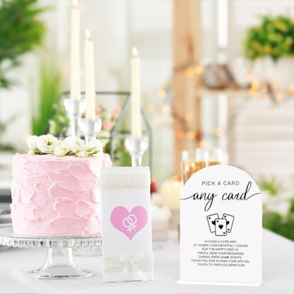 Acrylic Wedding Sign Pick A Card Sign for Wedding Wedding Signs for Ceremony Modern Calligraphy Arch Acrylic Table Top Sign for Wedding Reception and Event Party Table(white） - color: Pick A Card
