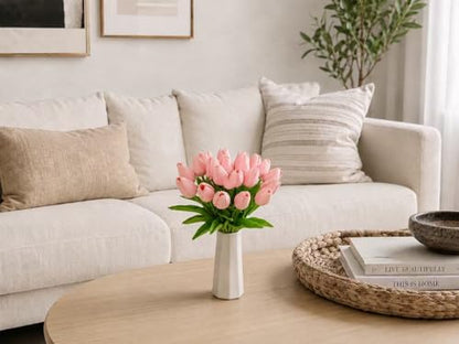Mandy's 20 Stems Light Pink Artificial Tulip Flowers for Home Centerpieces - color: Light Pink 20pcs