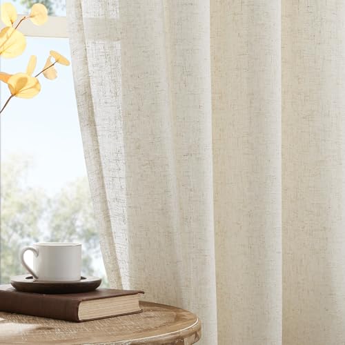 Gibelle Beige Boho Bedroom Curtains 84 Inch Length, Farmhouse Linen Curtains for Living Room, Bohemian Country Window Curtain Panels Tassel Draperies, 56’’W x 84’’L - color: Beige, size: 56"W x 84"L (Pack of 1)