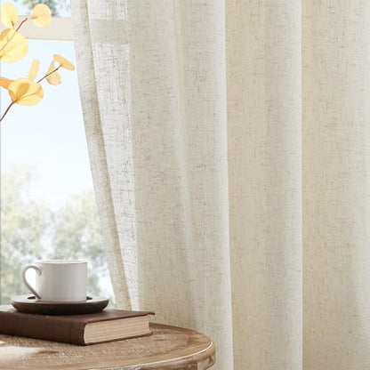 Gibelle Beige Boho Bedroom Curtains 84 Inch Length, Farmhouse Linen Curtains for Living Room, Bohemian Country Window Curtain Panels Tassel Draperies, 56’’W x 84’’L - color: Beige, size: 56"W x 84"L (Pack of 1)