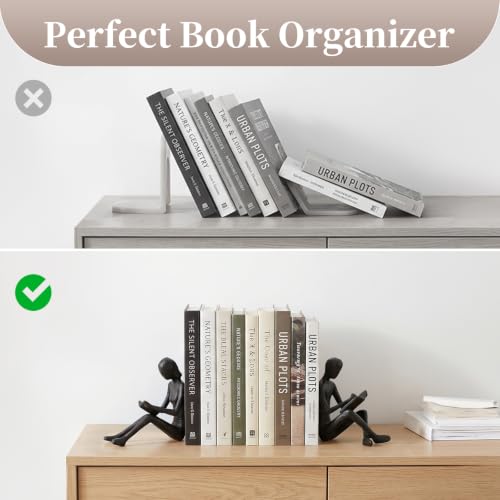 Sziqiqi Heavy Duty Bookends for Books: Decorative Book Ends for Shelves