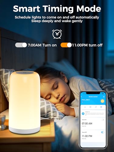 VOLIVO Smart Touch Bedside Lamp, Bluetooth App Control, Dimmable & Timer