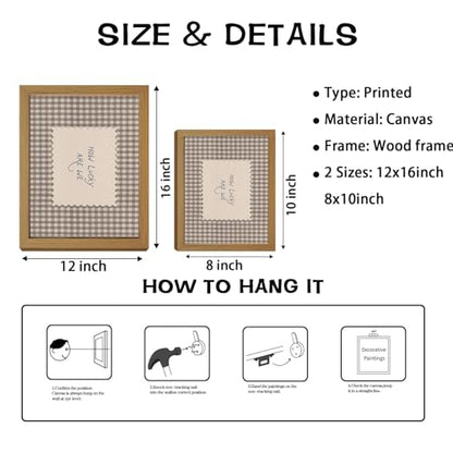 Kownzev How Lucky Are We Wall Art, Brown Gingham Wood Framed Canvas 8x10 - color: Brown luck, size: 10"L x 8"W