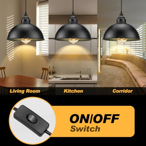 Plug in Pendant Light, 15FT Hanging Lights with Plug in Cord - color: Large black