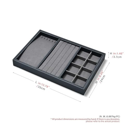 Grey 4-in-1 Stackable Combined Jewelry Display Organizer Trays - size: 3 Grid