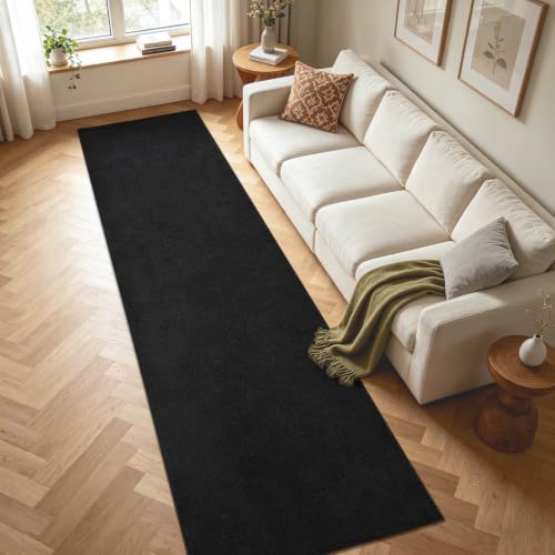 2x10 Black Solid Runner Rug Washable Non-Slip for Kitchen Hallway Bathroom - color: 08 Black Solid, size: 2' x 10' (Runner)