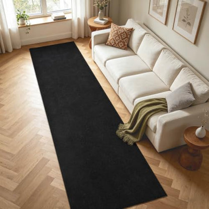2x10 Black Solid Runner Rug Washable Non-Slip for Kitchen Hallway Bathroom - color: 08 Black Solid, size: 2' x 10' (Runner)