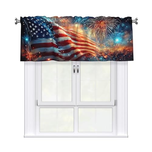 Flag Curtain Valance 54x18 Inches Window Treatment Rod Pocket Valance for Kitchen Bathroom Bedroom - color: Flag
