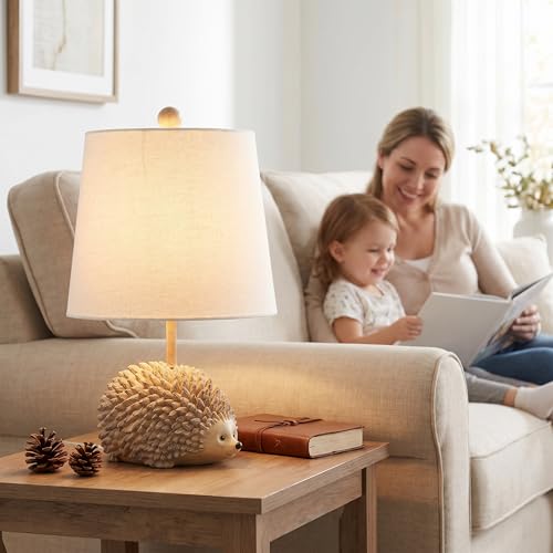 Hedgehog Table Lamp.Resin Woodland Animal Accent Lamp For Bedroom,Nursery - color: Hedgehog-Brown
