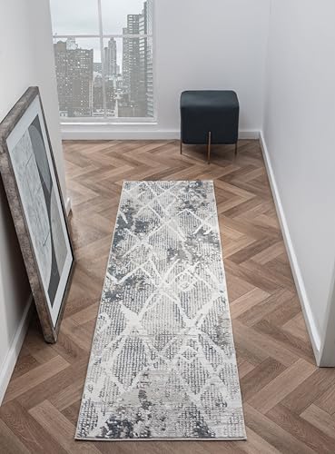 2x7 Blue Modern Geometric Area Rug for Living Room, Bedroom - color: 1003 - Blue, size: 2' x 7' (Rectangular)