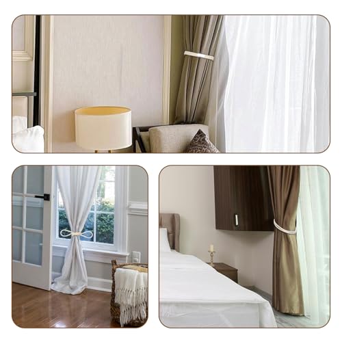 NICEEC 2 Pack Natural Cotton Rope Curtain Tiebacks Elegant Boho Style Magnetic Drape Tie Backs Soft Hand-Woven Rope Curtain Holdbacks for Home & Office Drapery (Double Rope-Cotton) - color: Double Rope-cotton, size: 2 Pack