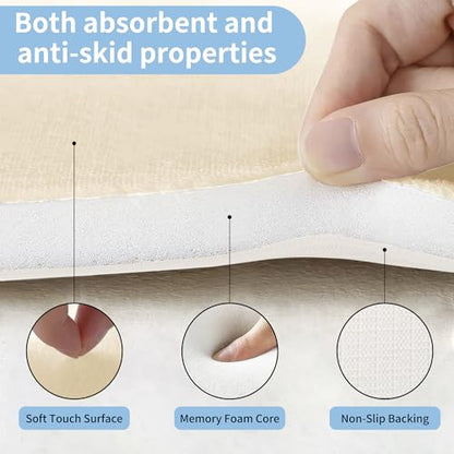 Cupic Cupid Memory Foam Toilet Rug 24"×20", U-Shaped Bath Mat, Cream - color: Cream, size: 1'8" x 2' (24" x 20"（U-Shape）)