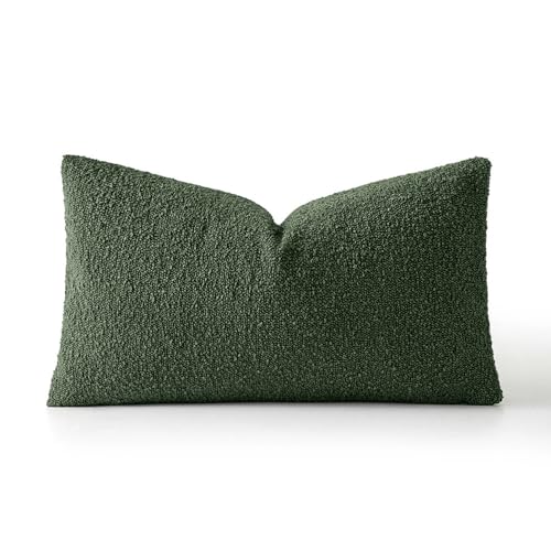 MIULEE Christmas Textured Boucle Lumbar Pillow Cover for Bed 12x20 Dark Green - color: Dark Green, size: 20" x 12" (Pack of 1)