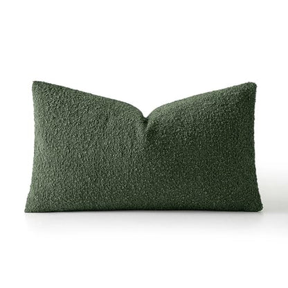 MIULEE Christmas Textured Boucle Lumbar Pillow Cover for Bed 12x20 Dark Green - color: Dark Green, size: 20" x 12" (Pack of 1)