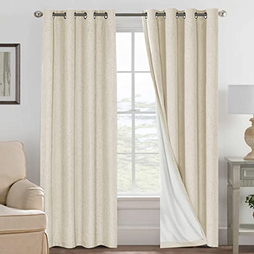 H.VERSAILTEX 100% Blackout Curtains for Bedroom Thermal Insulated POLYESTER,ACRYLIC Textured Curtains Heat and Full Light Blocking Drapes Living Room Curtains 2 Panel Sets, Bleached Sand, 52x84inch - color: Bleached Sand, size: 52"W x 84"L (Pack of 2)