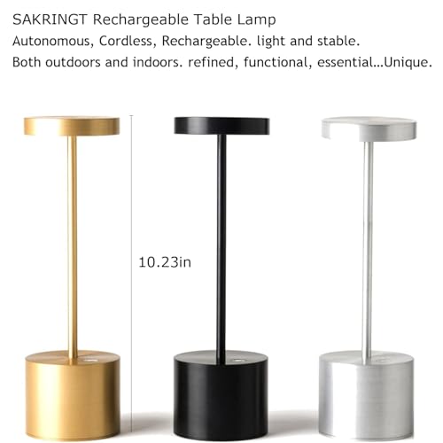 SAKRINGT 2 Pack Rechargeable Table Lamp, LED Cordless Table Lamp,5000mAh Battery Operated Portable Table Light,Dimming for Restaurant/Patio/Outdoor(Black) - color: 2 Pack Black