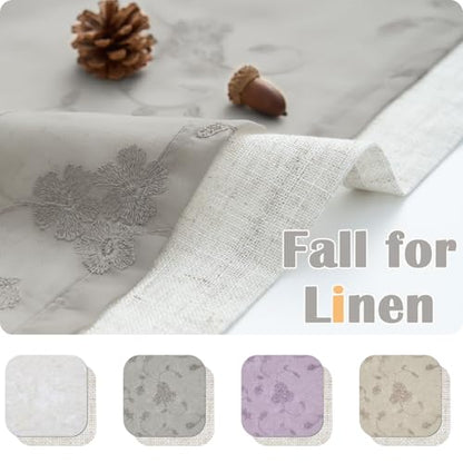jinchan Sheer Valance for Window Grey Floral Embroidered 18 Inch 1 Panel - color: Floral | Grey