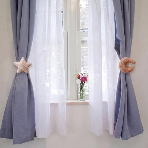 Chumia 2 Pack Moon Stars Curtain Tiebacks Cute Nursery Decor - style: Moon Stars