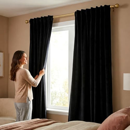 Golde Curtain Rods for Windows 18 to 88 inches,1 Inch Modern Metal Drapery Rods,Adjustable Heavy Duty Curtain Pole with Round Finials(18"-88"Soft Gold) - color: Soft Gold, size: 18"-88"