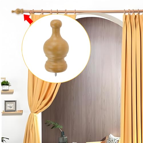 T Tulead Wood Curtain Rod Finials, Wood Color, 1.34-Inch, 2PCS - style: Wood, 1.34", 2PCS