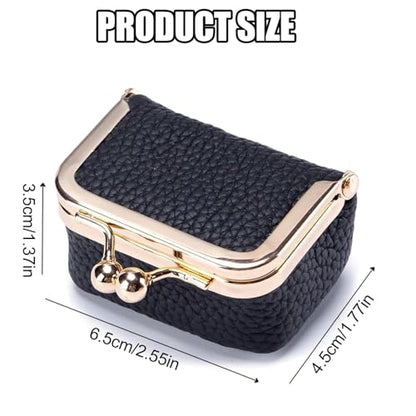Genuine Leather Mini Jewelry Box & Coin Purse for Women, Travel Jewelry Case with Kiss Lock, Holds Earrings, Rings, Necklace, Bracelet, Coins (Orange) - color: Orange - 2.5in