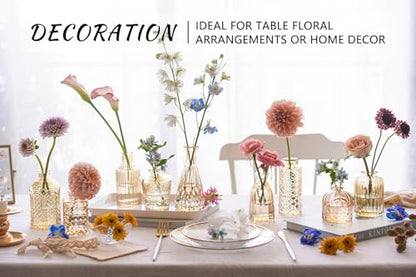 SUPMIND 16Pcs Amber Bud Vases Set, Small Glass Vases Bulk for Centerpieces - color: Goldamber