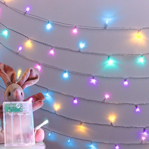 ANJAYLIA Easter Fairy String Lights Battery Operated, 10ft 20 LED, Pastel - color: Pastel 1 Pack 20 LED