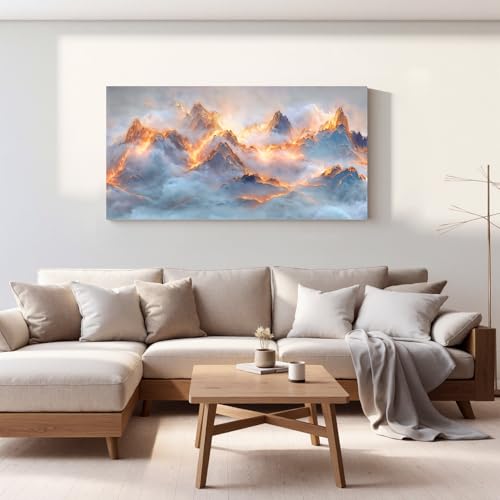 YISXINOAG Golden Snow Mountain Wall Art Abstract Landscape Painting 20"X40" - color: gold white, size: 40"L x 20"W
