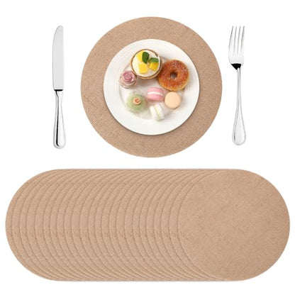 24 Pcs 11.8 Inch Burlap Round Placemats Bulk, Natural Table Mats - color: Beige