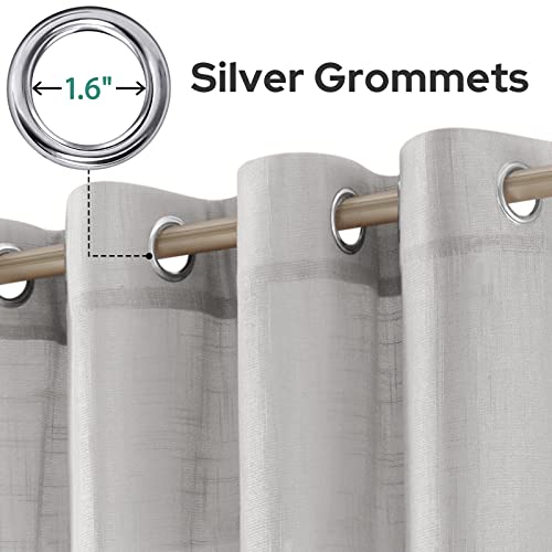 HOMEIDEAS Light Gray Linen Textured Sheer Curtains, 52 X 84 Inch, 2 Panels - color: Light Grey, size: 52"W x 84"L (Pack of 2)