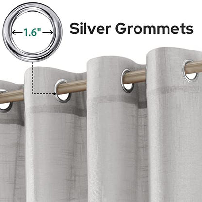 HOMEIDEAS Light Gray Linen Textured Sheer Curtains, 52 X 84 Inch, 2 Panels - color: Light Grey, size: 52"W x 84"L (Pack of 2)