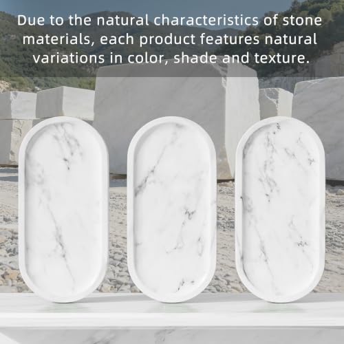 Decorative Trays with Natural Patterns,9.8x4.7x0.7in,Carrara White - color: Carrara White