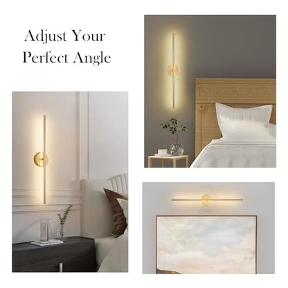 KARTOOSH Battery Operated Wall Sconces Set of Two Wireless Wall Lights - color: Gold, size: 28.3 Inches