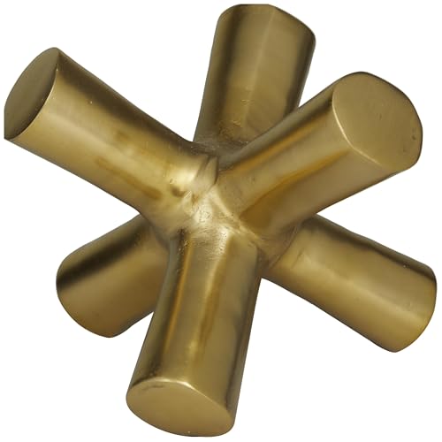 Deco 79 Aluminum Metal Abstract Decorative Sculpture Jack Home Decor Statue, Accent Figurine 8" x 9" x 7", Gold