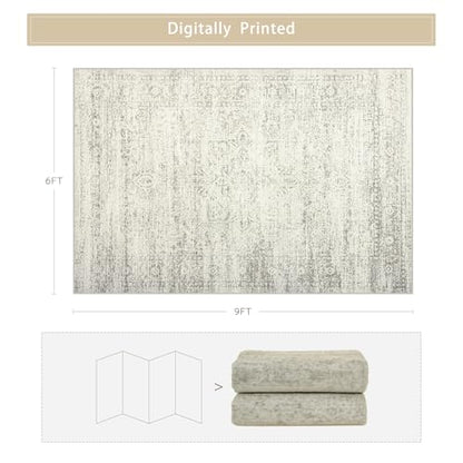 Washable Rugs 6x9 Area Rugs for Living Room,Bedroom,Dining Room-Beige Green - color: Beige-green-grey, size: 6' x 9' (Rectangular)