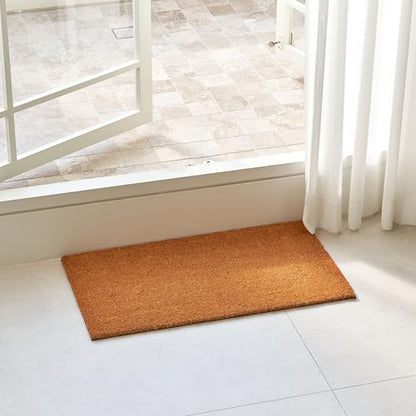 KANKUN Coco Coir Door Mat with Heavy Duty Backing, Welcome Doormat (17" x 30"), Doormat Entrance (Plain - 2Pack) - color: Plain - 2pack