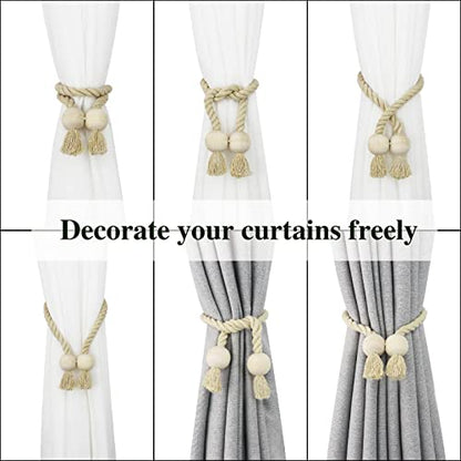 Magnetic Curtain Tiebacks Decorative Tie Back Drapes Holdbacks Nieffeiy - color: Dark Beige