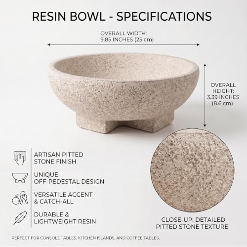 Decorative Bowl for Coffee Table, Modern Round Resin Centerpiece Bowl - color: Beige Speckled-9.85in