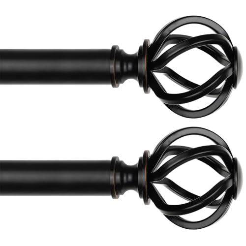 USFOOK Curtain Rods for Windows 48 to 84, Black Drapery Rod, 2 Pack - color: Black, size: 48-84"(2 pack)