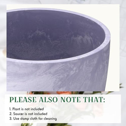 CroBlissful 5 Pack Flower Pots 5 Inch Outdoor Plant Pots for Indoor Marble Pattern Plastic Tree Planters with Drainage Holes Gardening Gifts for Patio Home Garden Desk Decoration