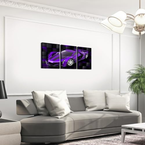 Feelyou Race Car Wall Art 12" x 16" x 3 - color: Violet