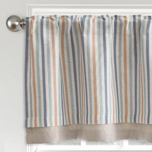 jinchan Stripe Linen Kitchen Valance Curtain, 50x16, 1 Panel, Multi Coastal - color: Striped | Multi Coastal, size: 50"W x 16"L (Pack of 1)