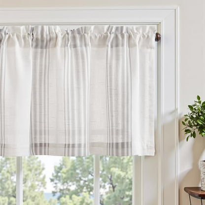 jinchan Linen Balanced Stripe Valances for Window 16 inch,Grey,1 Panel - color: Balanced Stripe | Grey, size: 50"W x 16"L (Pack of 1)
