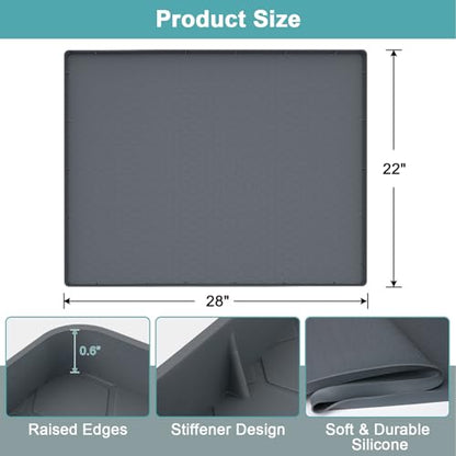 Under Sink Mat 28" x 22", Silicone Under Kitchen Sink Mat, Gray - color: Gray, size: 28" x 22"