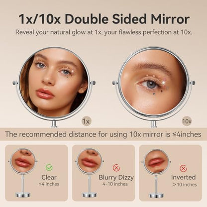 Nicesail Adjustable Tabletop Makeup Mirror Magnified Vanity Chrome 10X - color: Chrome Finish-10x