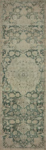 Loloi Magnolia Home Sinclair Jade/Sand 2'-3" x 7'-6" Runner Rug - color: Jade / Sand, size: 2'3" x 7'6" (Rectangular)